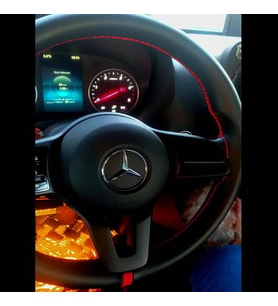 DİKİŞLİ DİREKSİYON KILIFI SİYAH DERİ KIRMIZI YÜZÜK/DİKİŞLİ  SON KASA MERCEDES SPRİNTER