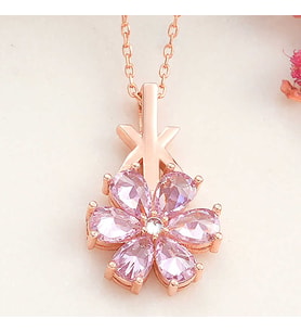 925 Ayar Gümüş Rose Pembe Sevgi Çiçeği Kadın Kolye