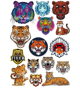 Kaplan Tiger Sticker Set-5 13 Parça Telefon, Tablet, Defter, Laptop Sticker