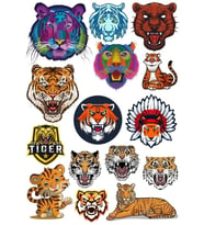 Kaplan Tiger Sticker Set-5 13 Parça Telefon, Tablet, Defter, Laptop Sticker
