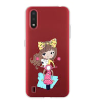 Samsung Galaxy A01 Uyumlu Kapak Vespagirl Tasarımlı Şeffaf Silikon Kılıf