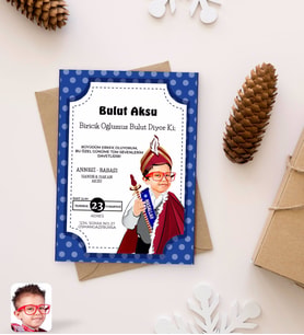 BK Gift Kişiye Özel Karikatürlü Sünnet Düğün Davetiyesi Model 2 (100 adet)