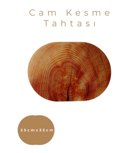Cam Kesme Tahtası* Mutfak Tahtası Oval 25x35cm Ahşap Görünümlü