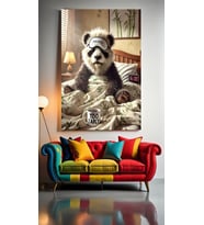 UYKULU PANDA V2 Ev Duvar Salon Güzellik Salonu Ofis Dükkan Dekarasyon Kanvas Tablo (Çok Renkli)