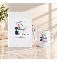 İngilizce Öğretmenine İsme Özel Defter Kalem ve Kupa Hediye Seti