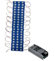 20 Adet 12 Volt 1.2 Watt 3 Lensli Mavi 2835 SMD Led Modül IP65 5A Slim Trafo Set