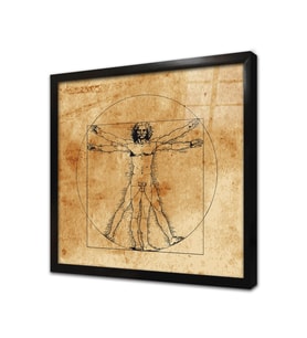 Vitruvius Adamı Leonarda da Vinci Çerçeveli Cam Tablo
