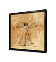 Vitruvius Adamı Leonarda da Vinci Çerçeveli Cam Tablo