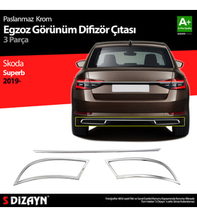 Skoda Superb Krom Egzoz Çıkışı 3 Parça Set 2020-2023