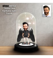 KİŞİYE ÖZEL Siyah Beyaz  TARAFTAR TASARIMLI IŞIKLI KARİKATÜR FANUS BİBLO FN205