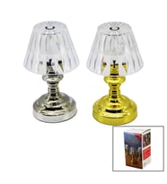 PİLLİ MİNİ KLASİK MODEL LED ABAJUR MİKA KRİSTAL BAŞLIK - GOLD - KROM AYAK (4767)