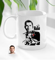 BK Gift Kişiye Özel Babalar Günü Hediyesi Godfather Baba Tasarımlı Kupa Bardak-4 (Beyaz)