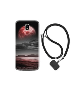 Samsung Galaxy J7 Pro Kılıf Resimli Desenli Silikon Boyun Askılı Red World 1836