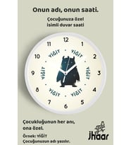 İsme Özel Kozmik Canavar Çocuk Odası Duvar Saati Orta Boy 30 cm Beyaz Camlı Sessiz