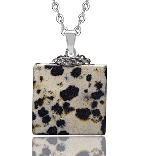 Sertifikalı Zirkon Taşlı Bıldırcın Benekli Jasper Taşı Kolye (Çok Renkli)
