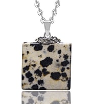 Sertifikalı Zirkon Taşlı Bıldırcın Benekli Jasper Taşı Kolye (Çok Renkli)