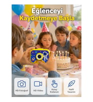 Mey İthalat® Şarjlı Çocuk Dijital Kamera Ön Arka Kamera Destekli HD Fotoğraf Video Çekimi Mini Tripo