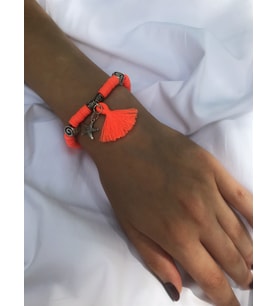 serapis accessories Deniz Yıldızı Figürlü Püsküllü Turuncu Neon Fimo Bileklik Kadın / Kız