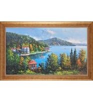 EV İŞYERİ OFİS İÇİN ALTIN ÇERÇEVELİ PASPARTULU TABLO S250