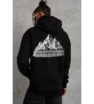 Erkek Nihilist Penguen Temalı Oversize Kapüşonlu Sweatshirt - Siyah