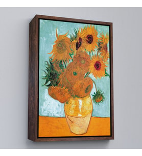 Çerçeveli Vincent Van Gogh Ayçiçeği Tablosu (Kahverengi)
