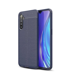 Realme 5 Pro Deri Görünümlü Firo Silikon Kılıf (Lacivert)
