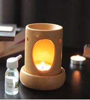 Buhurdanlık Sarı Renk Doğa Desenli & Buhur Koku Mum Set