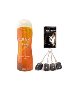 Durex Play 2si1 Arada Ylang Ylang Baştan Çıkartmaya & Kayganlaştırmaya Jel 200 ml + Siyah Deri El ve Ayak Kelepçesi + Hediye