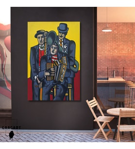 Tekli Dikey Kanvas Tablo Ünlü Eserler Fernand Leger The Three Musicians