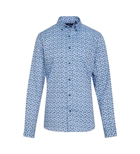 Hatemoğlu Mavi Desenli Modern Fit Pamuklu Gömlek
