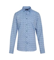 Hatemoğlu Mavi Desenli Modern Fit Pamuklu Gömlek
