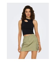 Only Onpsalli Life Seam Sl Kadın Crop (Siyah)