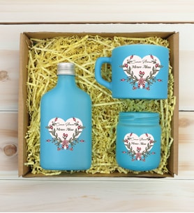 BK Gift Kişiye Özel İsimli DTF Anne Temalı Turkuaz Kahve Fincanı & Kolonya & Mum Hediye Seti-5, Anneye Hediye, Anneler Günü Hediyesi