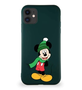 Apple iPhone 11 Soft Premier Kapak Mickey Mouse-G Tasarımlı Silikon Kılıf - Yeşil (Şeffaf)