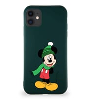 Apple iPhone 11 Soft Premier Kapak Mickey Mouse-G Tasarımlı Silikon Kılıf - Yeşil (Şeffaf)