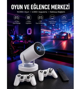 Projeksiyon Video Oyun Konsolu Projektör Taşınabilir Ayaklı Çift Kollu Çözünürlüklü