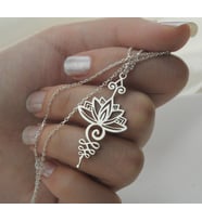 925 AYAR GÜMÜŞ TASARIM LOTUS KOLYE