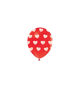 Kalpler Baskılı 12" Kırmızı Balon