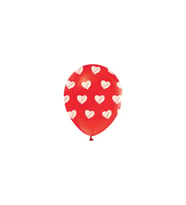 Kalpler Baskılı 12" Kırmızı Balon