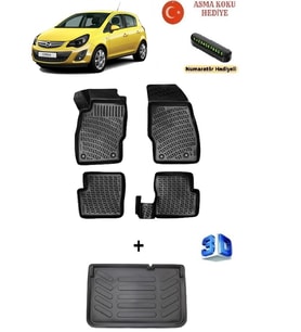 Opel Corsa D 2006-2014 Yılları Arası Uyumlu 3D Havuzlu Paspas ve Bagaj Havuzu Seti ASMA KOKU VE NUMARATÖR HEDİYELİ