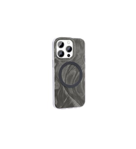 Apple iPhone 14 Pro Max Uyumlu Kılıf M-safe Şarj Özellikli Fırça Boya Desenli Zore Palet Kapak (Gri)
