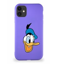 Apple iPhone 11 Soft Premier Kapak Donald Duck-A Tasarımlı Silikon Kılıf - Mor (Şeffaf)