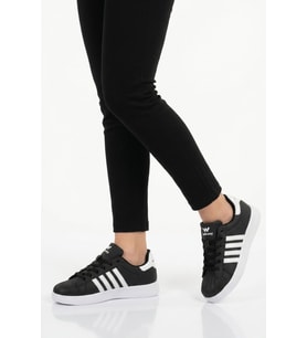 Walkway Siyah Beyaz Bağcıklı Cilt Hafif Unisex Spor Ayakkabı Senti G