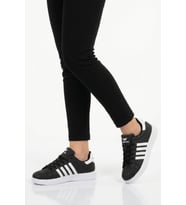 Walkway Siyah Beyaz Bağcıklı Cilt Hafif Unisex Spor Ayakkabı Senti G