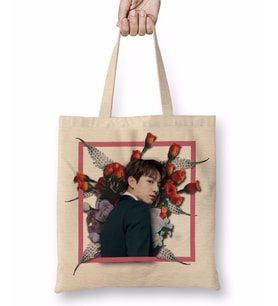 BTS Bangtan Sonyeondan Floral Jungkook Bez Çanta Uzun Saplı