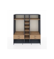 Kronos Dolap 10 Raflı 4 Çekmeceli 2 Askılı 220x59x243 Antrasit-Çam/Çam