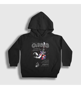 Presmono Unisex Çocuk Siyah Guitar Oasis Kapüşonlu Sweatshirt 100132tt