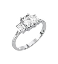 Baget Pırlanta ve Oktagon Beyaz Topaz Kraliçe İhtişamı Yüzük 0747R0090