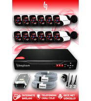 BAYICAM 12 Kameralı Panda 12 Dış Kamera Set HDD'siz Full HD Gece Görüşlü Güvenlik Kamerası Sistemi