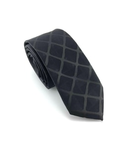 PİERRONİ Siyah Kare Desenli Slim Kravat